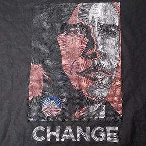 Barack Obama Change Portrait Rhinestones T-Shirt